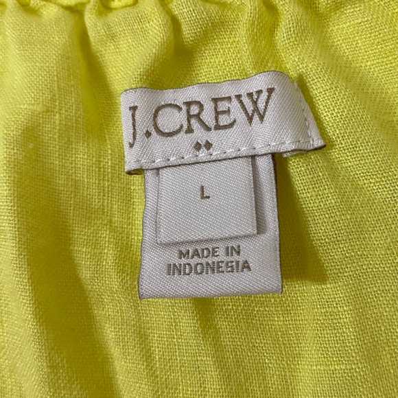 Yellow 100% linen boat neck 3/4 sleeve crochet trim top - Picture 2 of 3